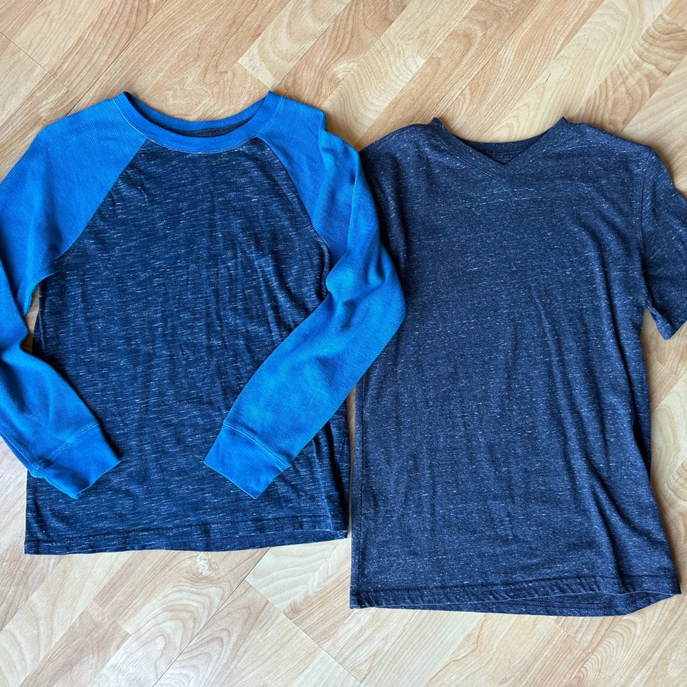 Blue and Gray Long Sleeve Shirt Set